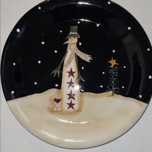 Becca Barton Midnight Snowman Dinner Plate